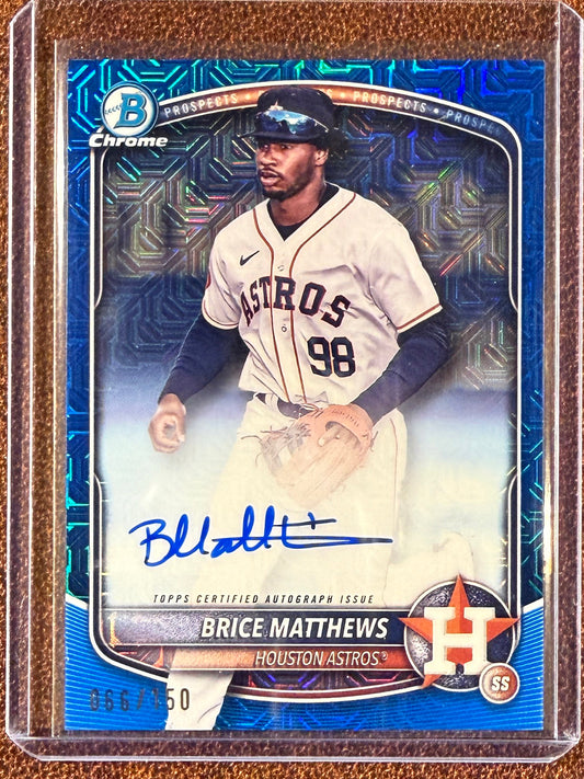 Brice Matthews - 2025 Bowman Chrome - BLUE AUTO /150 - Astros
