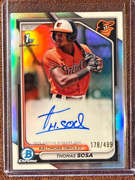 Thomas Sosa - 2024 Bowman Chrome - 1st Bowman Speckle AUTO /499 - Orioles