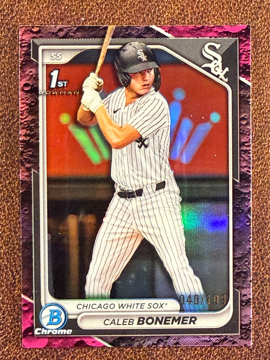 Caleb Bonemer - 2024 Bowman Draft Chrome - PURPLE Lunar 1st Bowman /199 - White Sox