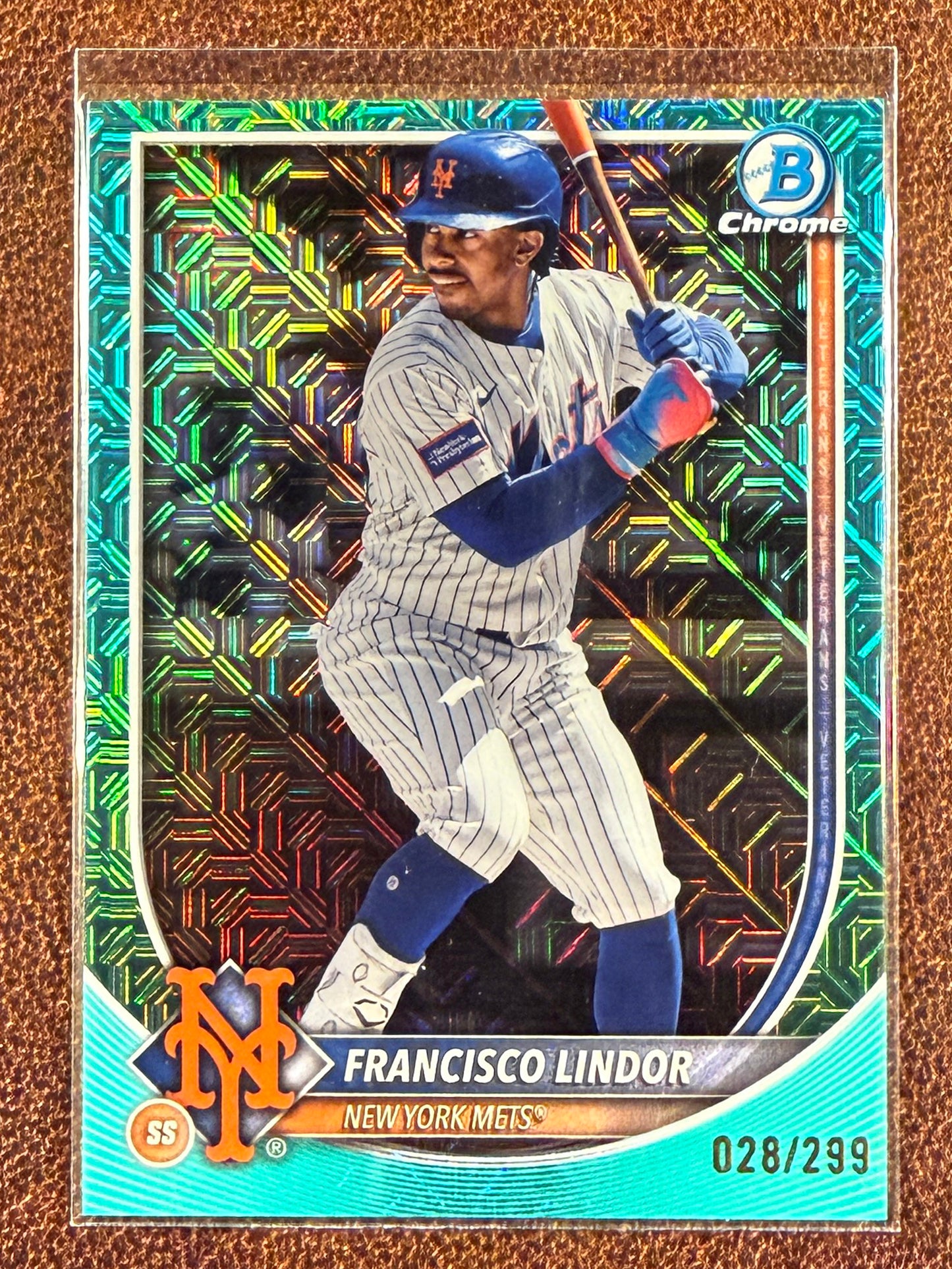 Francisco Lindor - 2025 Bowman Chrome - AQUA Mojo /299 - Mets