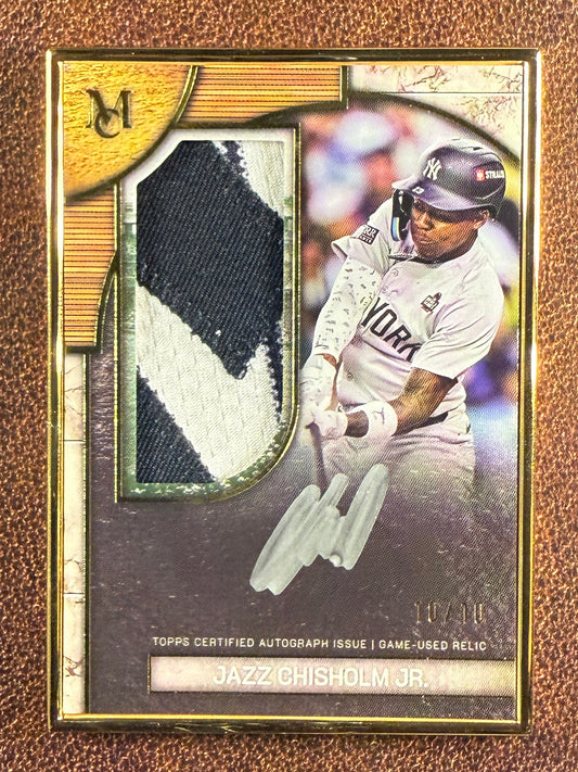 Jazz Chisholm Jr. - 2025 Topps Museum Collection - Gold Framed Patch AUTO 10/10 - Yankees