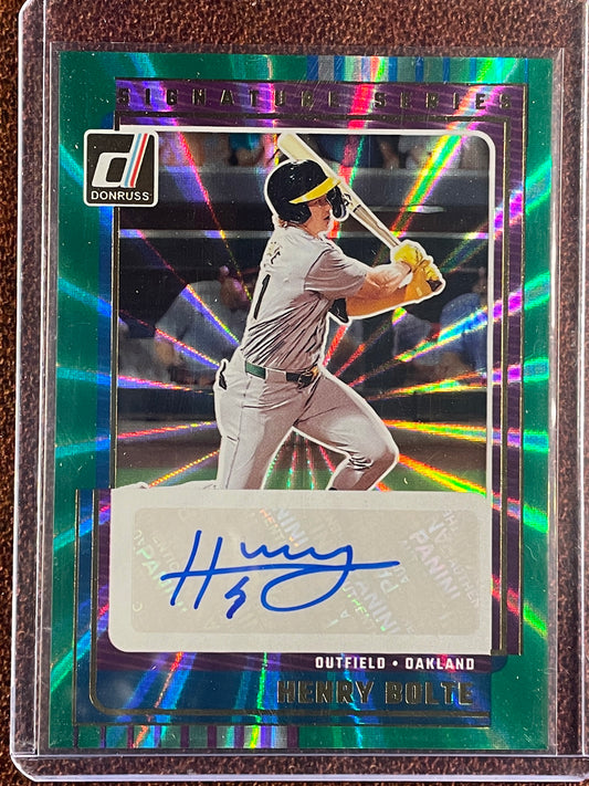 Henry Bolte - 2025 Panini Donruss - GREEN Laser Signature Series AUTO - Athletics