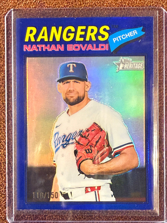 Nathan Eovaldi - 2026 Topps Heritage - BLUE Chrome Refractor /150 - Rangers