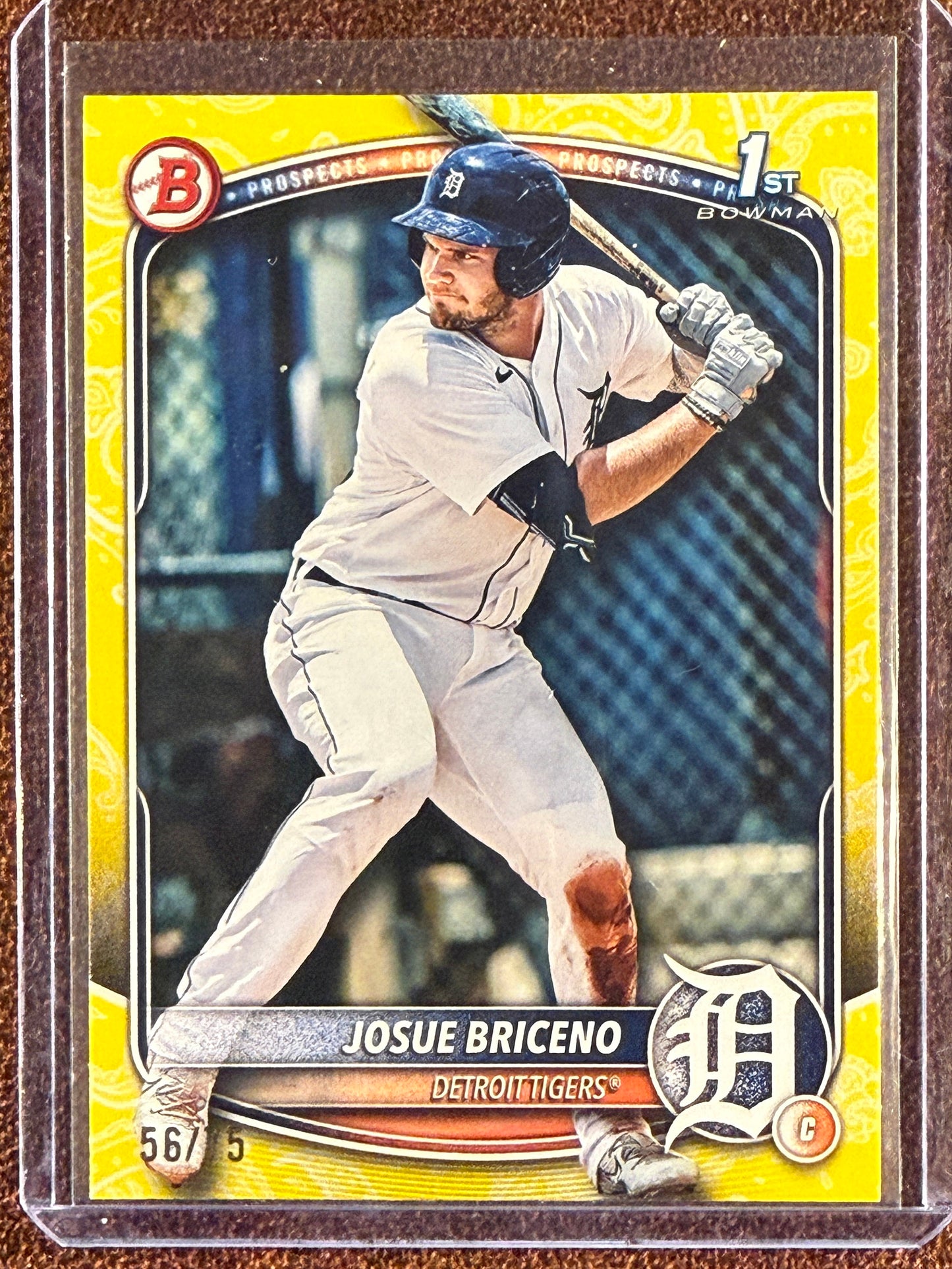 Josue Briceno - 2025 Bowman - YELLOW 1st Bowman Paper /75 - Tigers