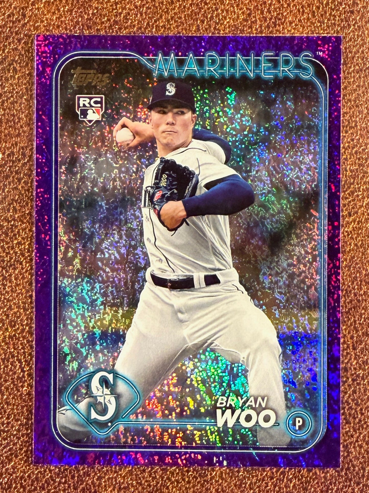 Bryan Woo - 2024 Topps Series 1 - Rookie PURPLE Holofoil /799 (*Corner Issue*) - Mariners