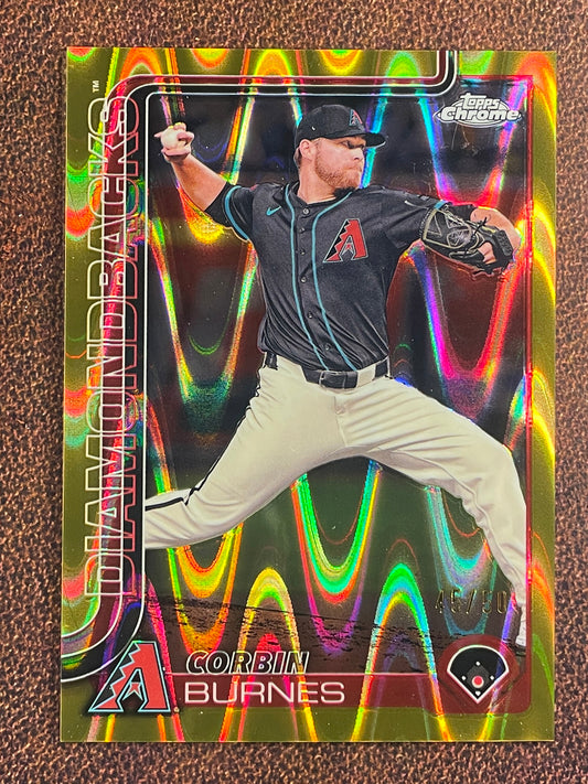 Corbin Burnes - 2025 Topps Chrome - GOLD Raywave /50 - Diamondbacks