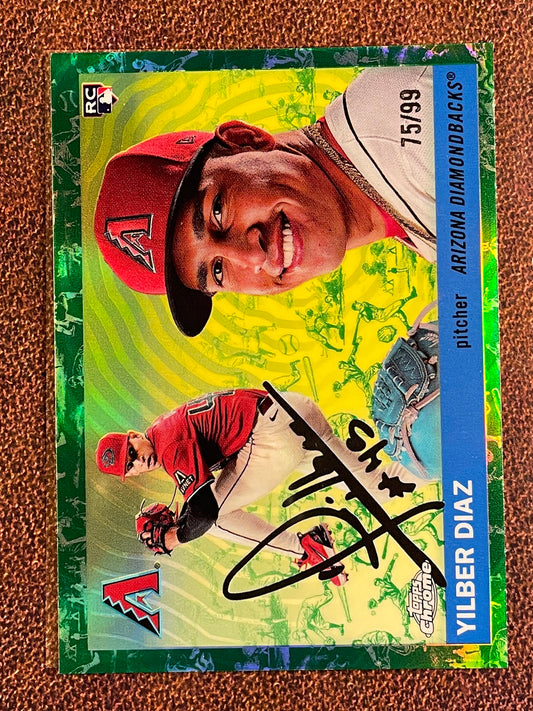 Yilber Diaz - 2025 Topps Chrome Platinum - GREEN Toile Refractor Rookie /99 - Diamondbacks