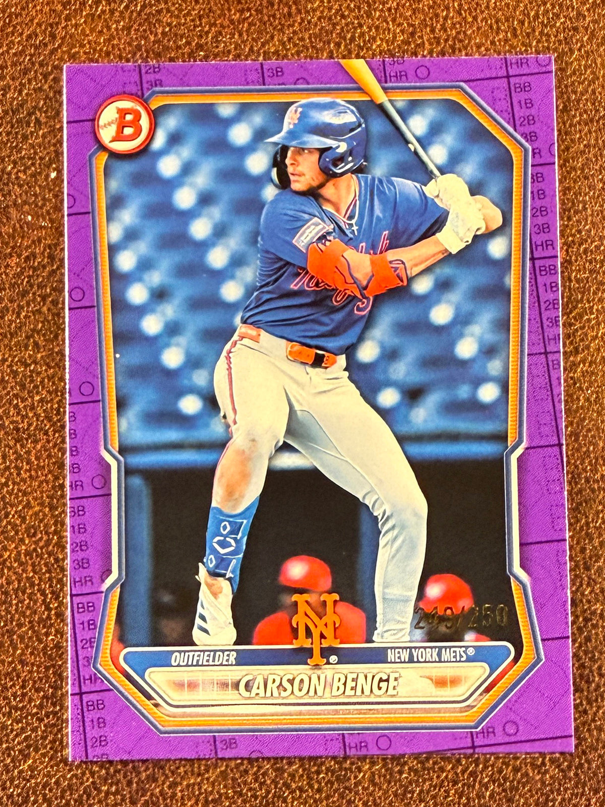 Carson Benge - 2025 Bowman - PURPLE Pattern /250 - Mets