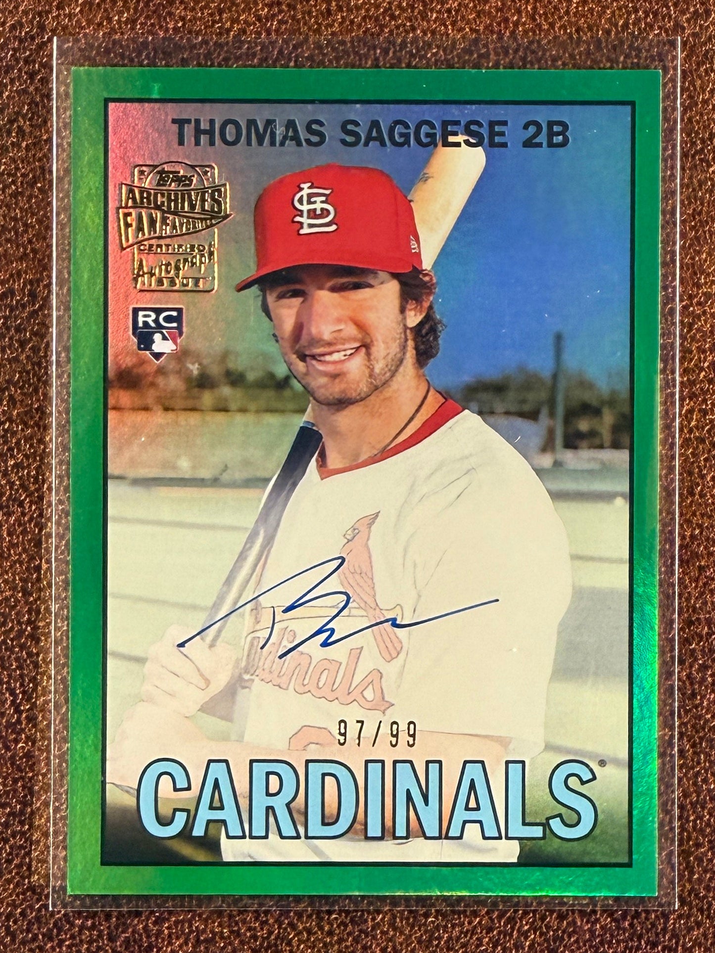 Thomas Saggese - 2025 Topps Archives - Fan Favorites AUTO GREEN /99 - Cardinals