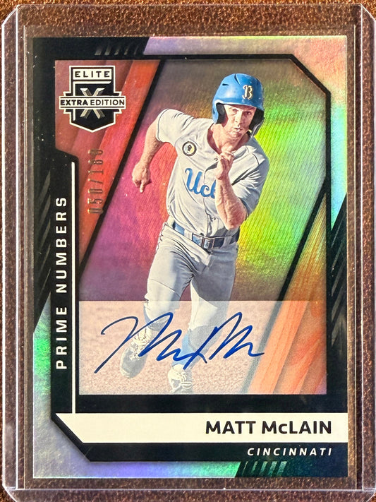 Matt McClain - 2021 Panini Elite Extra - Prime Numbers AUTO /180 - Reds