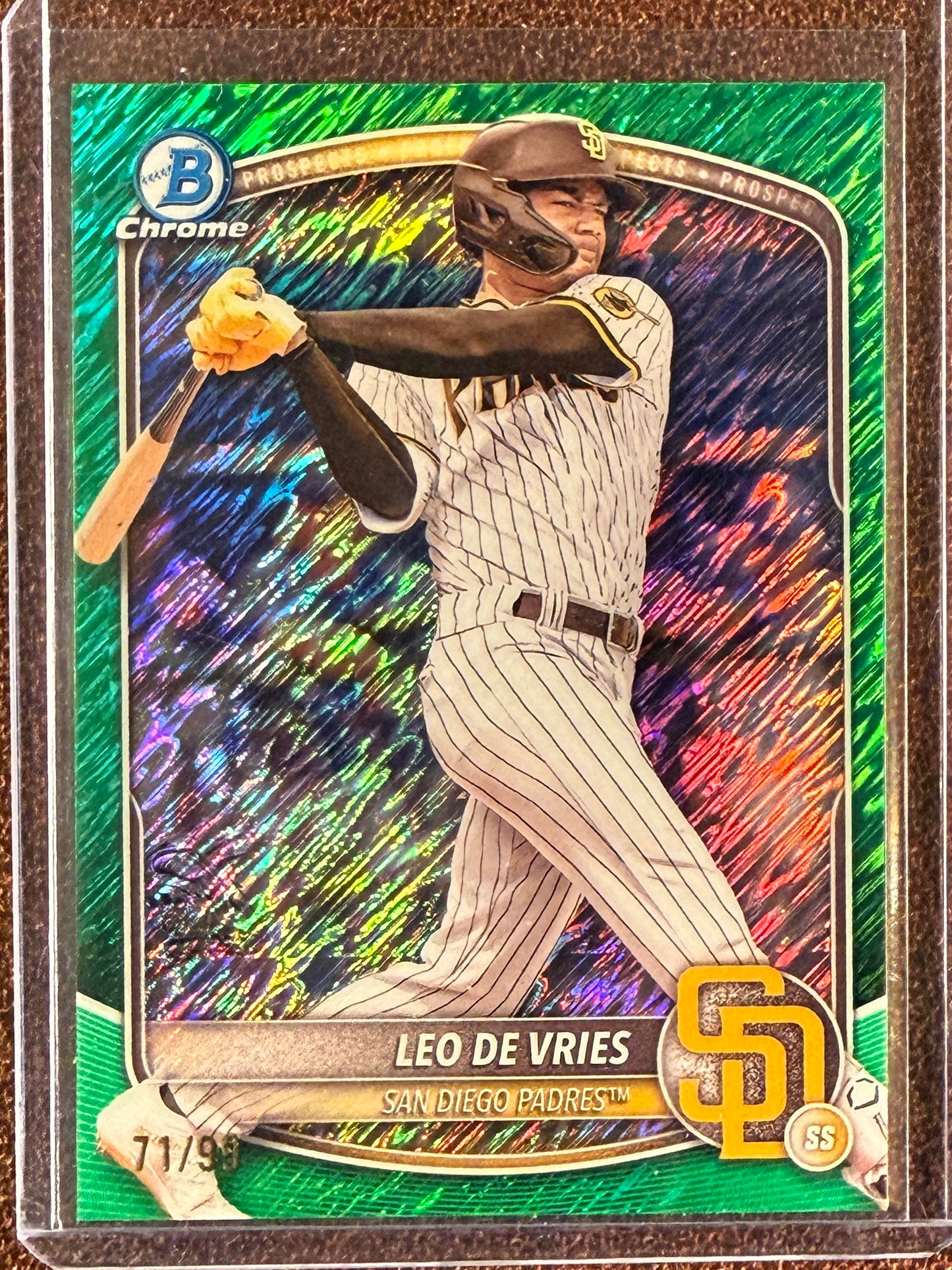 Leo De Vries - 2025 Bowman Chrome - GREEN Shimmer /99 - Padres