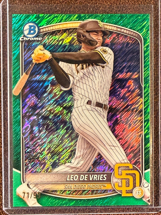 Leo De Vries - 2025 Bowman Chrome - GREEN Shimmer /99 - Padres