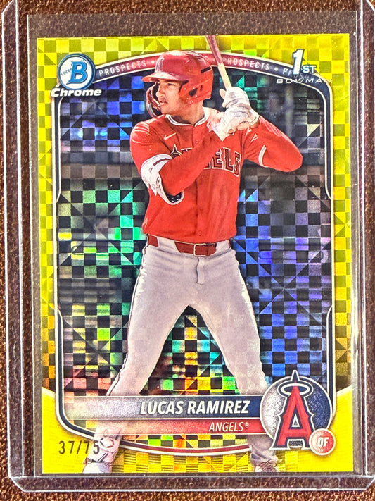 Lucas Ramirez - 2025 Bowman Chrome - YELLOW X-Fractor 1st Bowman /75 - Angels