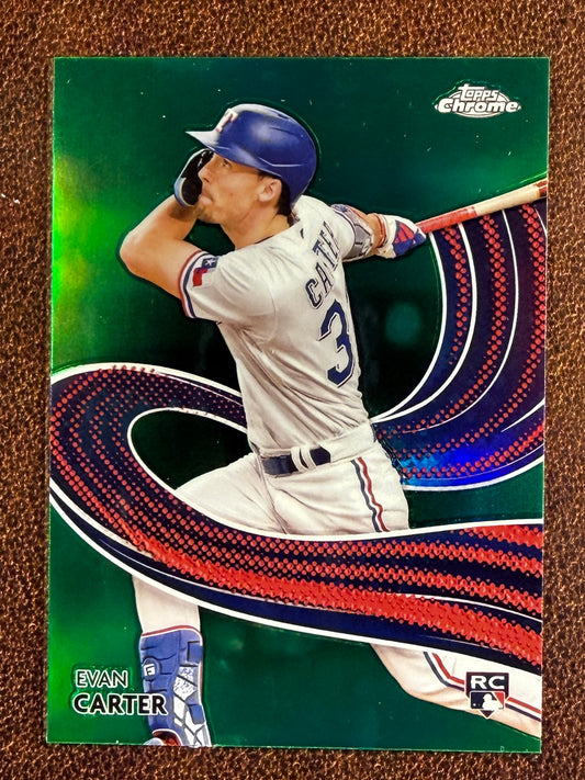 Evan Carter - 2024 Topps Chrome - GREEN Rookie Strokes /99 - Rangers