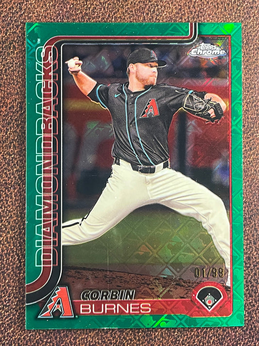 Corbin Burnes - 2025 Topps Chrome - GREEN Logofractor /99 (*Bottom Edge*) - Diamondbacks