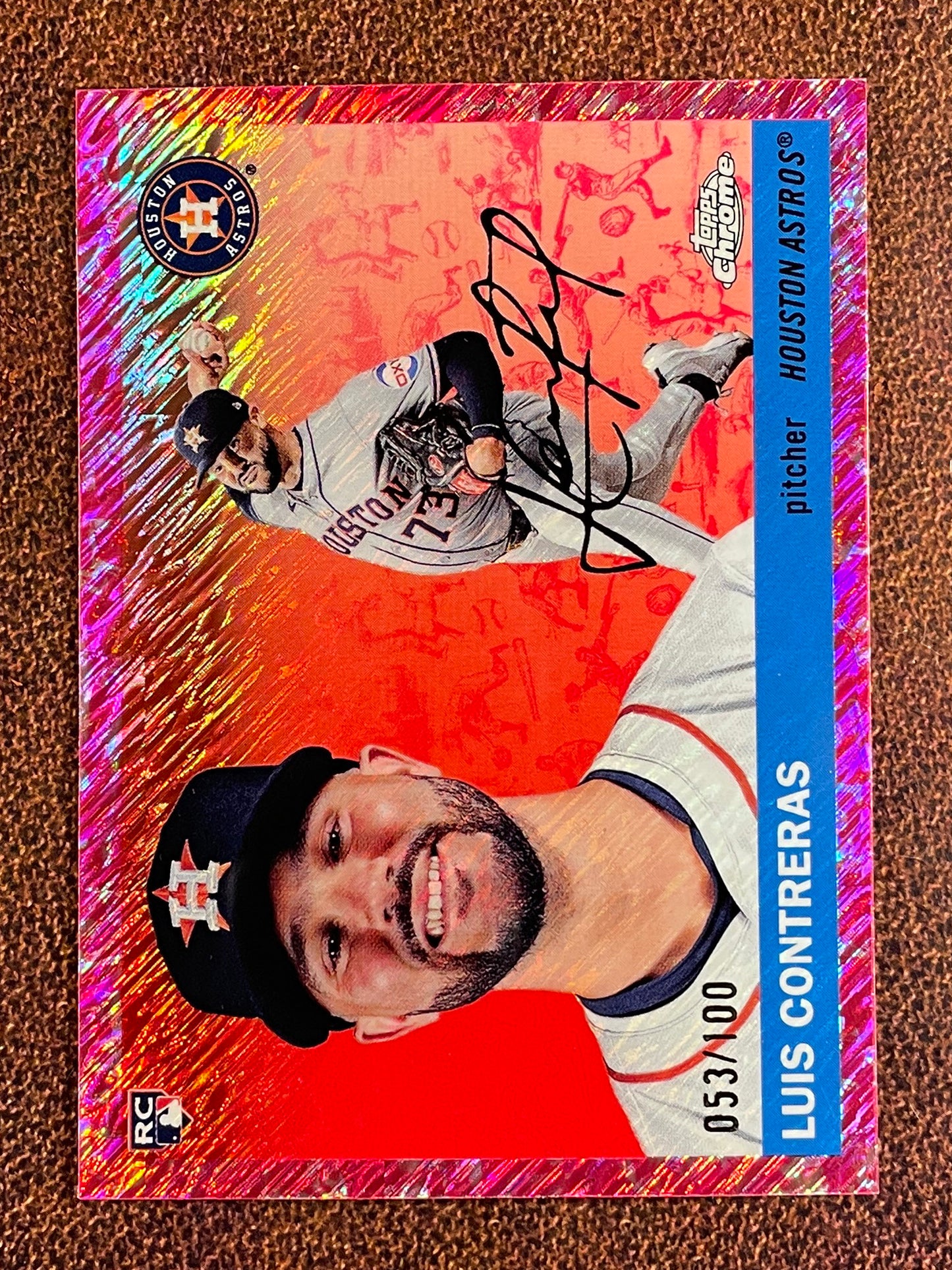 Luis Contreras - 2025 Topps Chrome Platinum - FUCHSIA Shimmer Refractor /100 - Astros