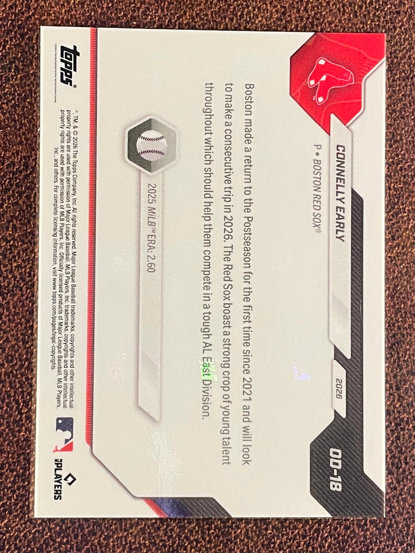 Connelly Early - 2026 Topps Now Road to Opening Day - ORANGE Foil /25 - Red Sox