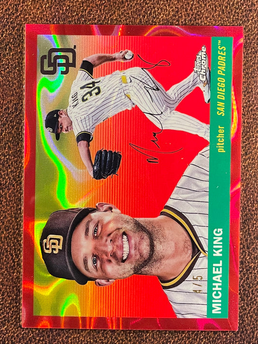 Michael King - 2025 Topps Chrome Platinum - RED Refractor /5 - Padres