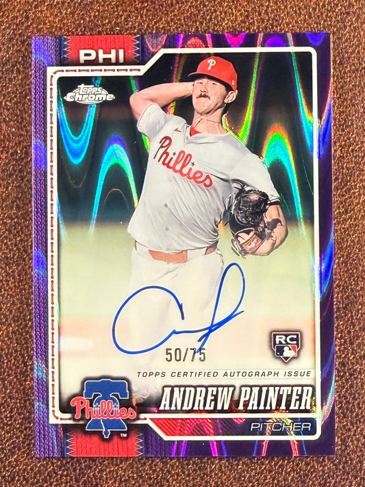 Andrew Painter - 2026 Topps Chrome - PURPLE Raywave Rookie AUTO /75 - Phillies
