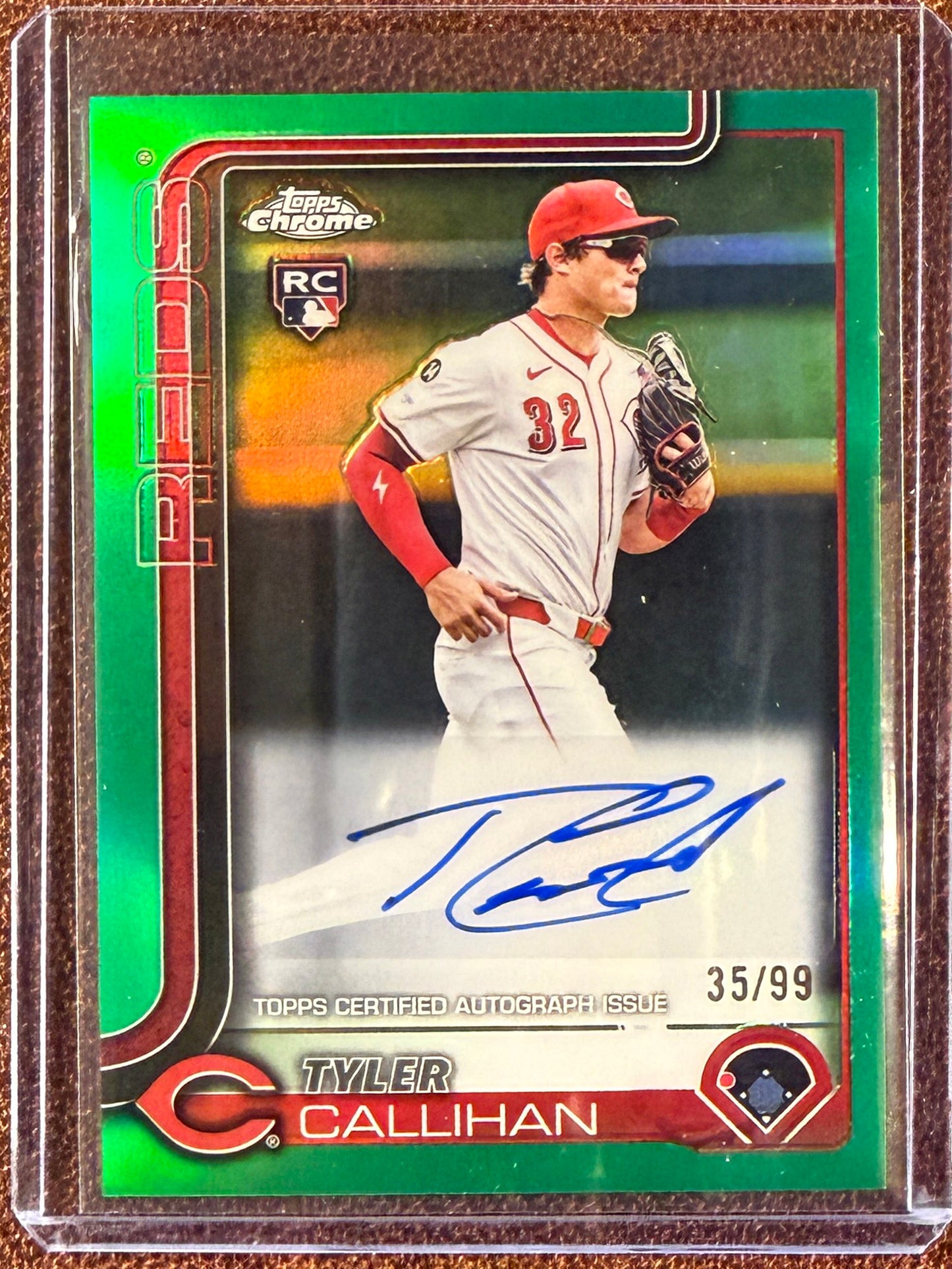 Tyler Callihan - 2025 Topps Chrome Update - Rookie GREEN Refractor AUTO /99 - Reds