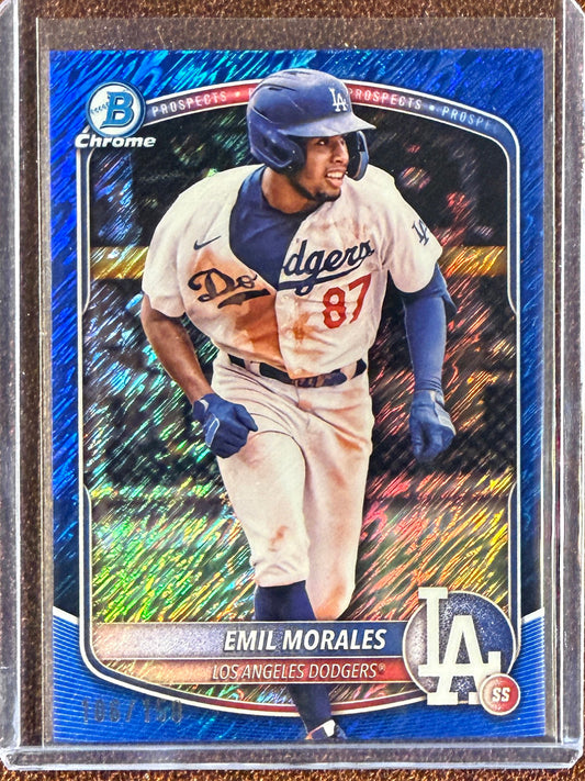 Emil Morales - 2025 Bowman Chrome - 1st Bowman Chrome BLUE /150 - Dodgers