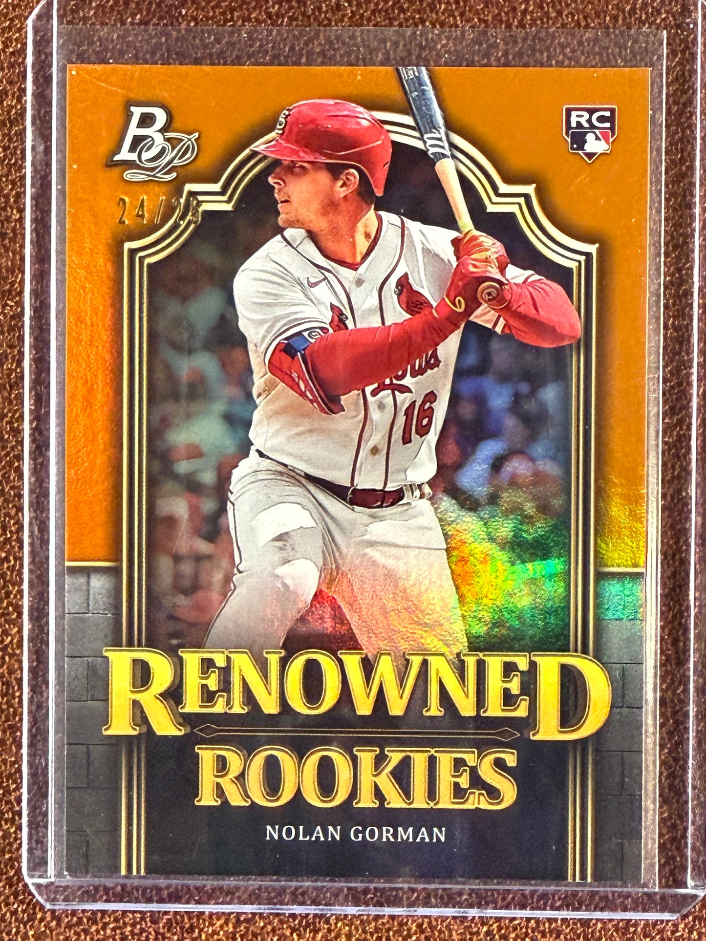 Nolan Gorman - 2023 Bowman Platinum - ORANGE Renowned Rookie /25 - Cardinals