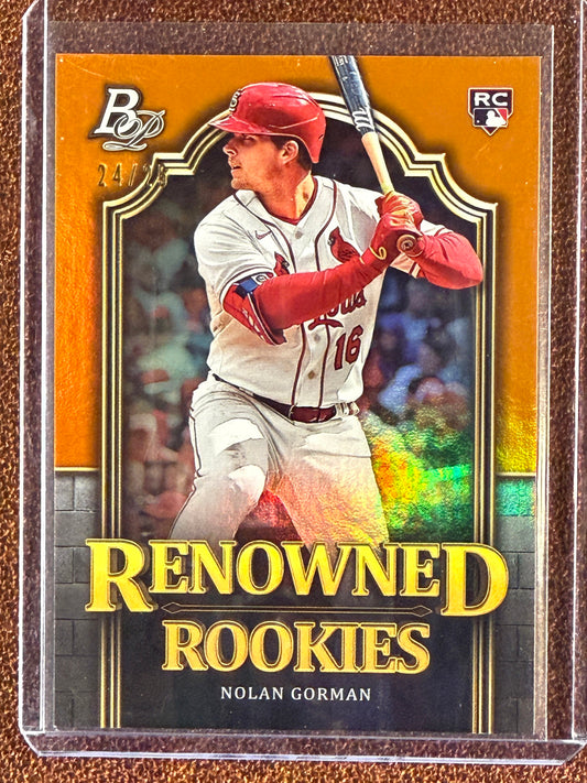 Nolan Gorman - 2023 Bowman Platinum - ORANGE Renowned Rookie /25 - Cardinals