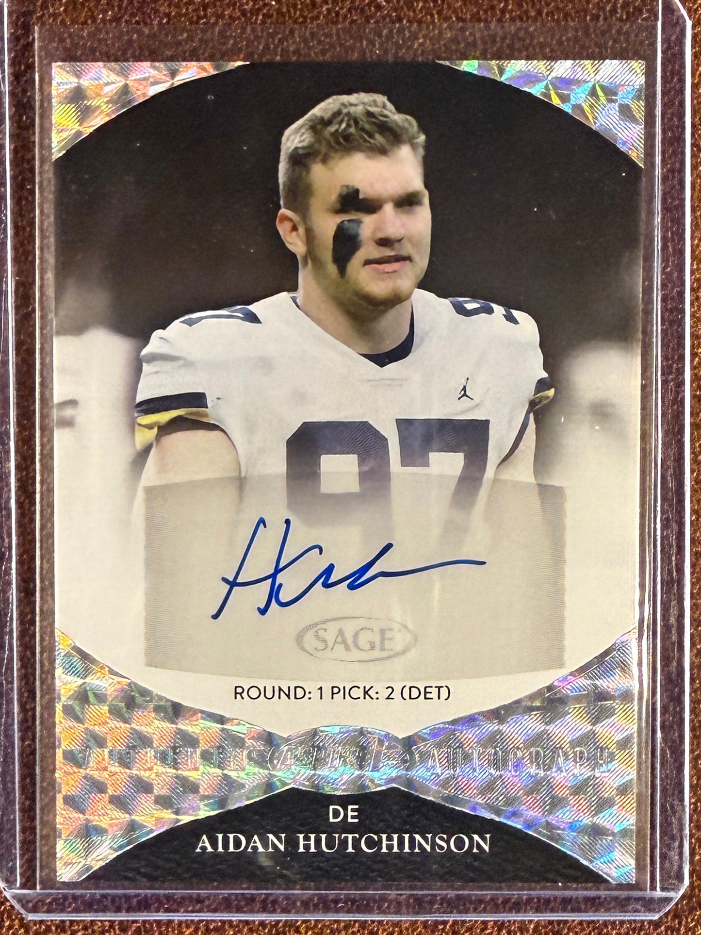 Aidan Hutchinson - 2021 Sage Apsire - Checkerboard AUTO - Lions