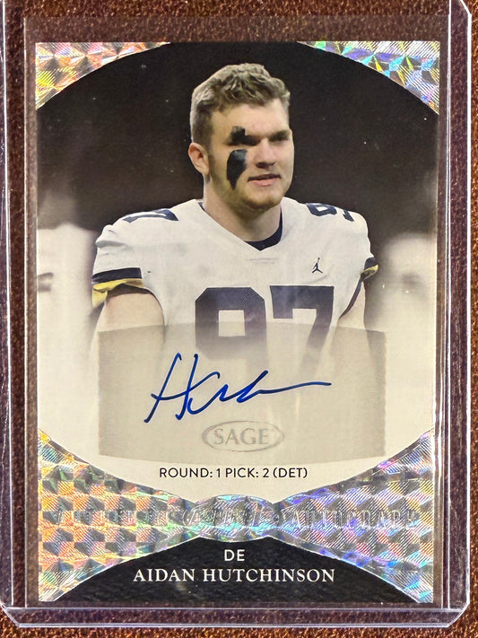 Aidan Hutchinson - 2021 Sage Apsire - Checkerboard AUTO - Lions