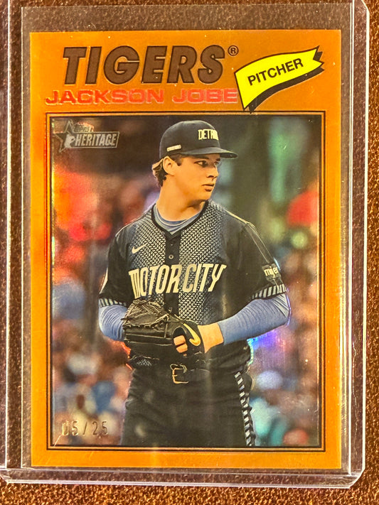 Jackson Jobe - 2026 Topps Heritage - ORANGE Chrome Refractor /25 - Tigers