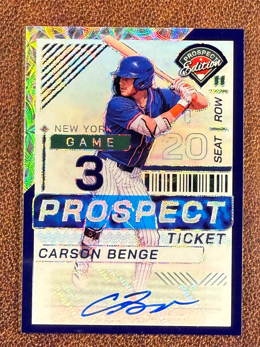 Carson Benge - 2024 Panini Prospect Edition - BLUE First Round Signatures AUTO /49 - Mets