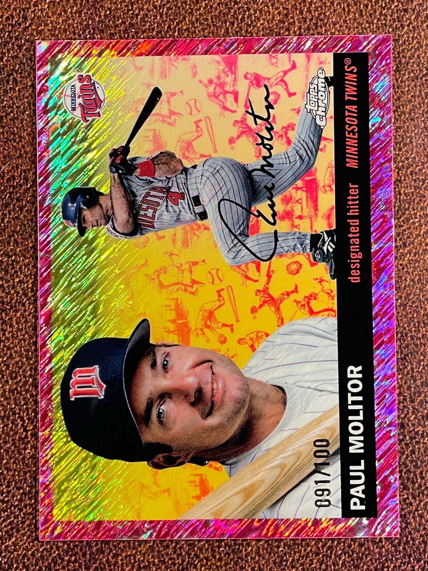 Paul Molitor - 2025 Topps Chrome Platinum - FUCHSIA Shimmer Refractor /100 - Twins