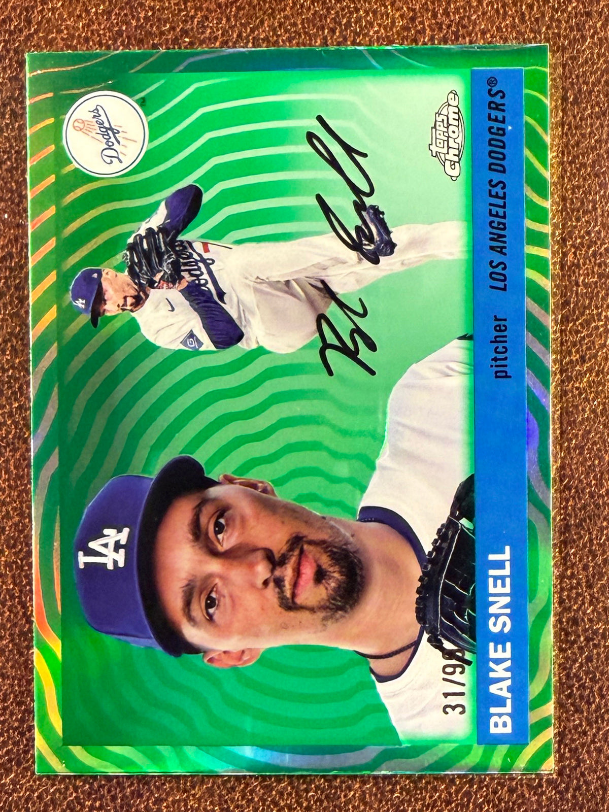 Blake Snell - 2025 Topps Chrome Platinum - GREEN Vibrations Refractor /99 - Dodgers