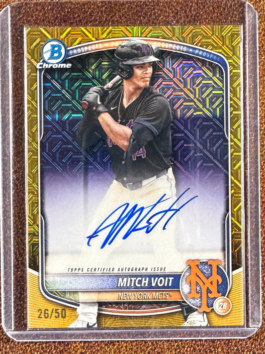 Mitch Voit - 2025 Bowman Draft - GOLD Mojo AUTO /50 - Mets