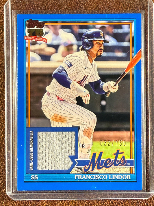 Francisco Lindor - 2026 Topps Series 1 - BLUE RELIC /150 (**Edge Issues**) - Athletics