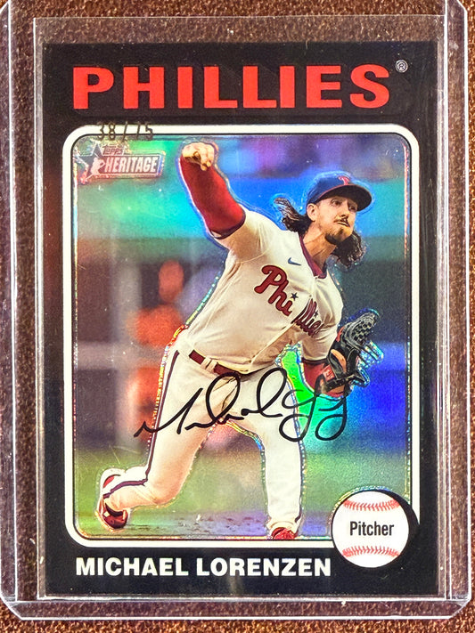 Michael Lorenzen - 2024 Topps Heritage - BLACK Chrome Refractor /75 - Phillies