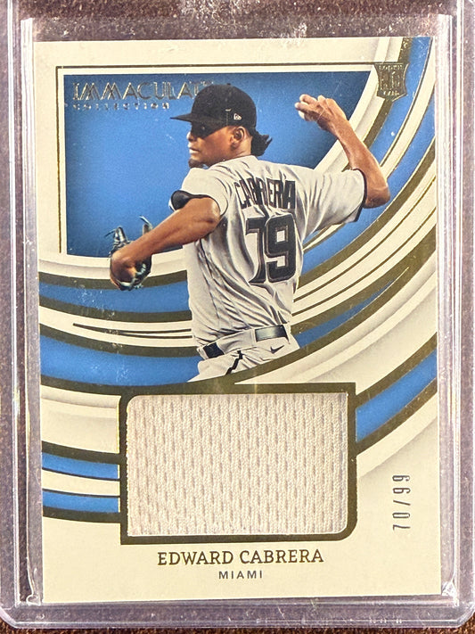 Edward Cabrera - 2022 Panini Immaculate - Rookie RELIC /99 - Marlins
