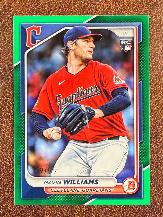 Gavin Williams - 2024 Bowman - Rookie GREEN /99 - Guardians