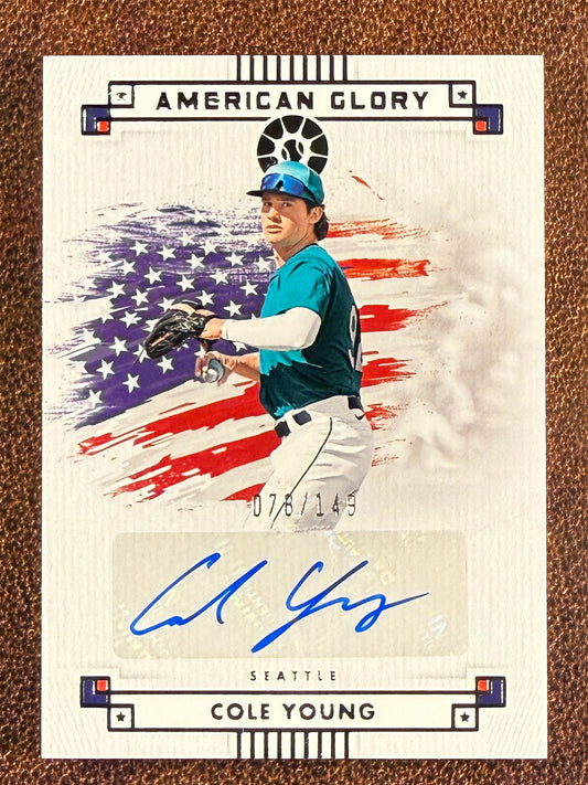 Cole Young - 2024 Panini Boys of Summer - American Glory AUTO /149 - Mariners