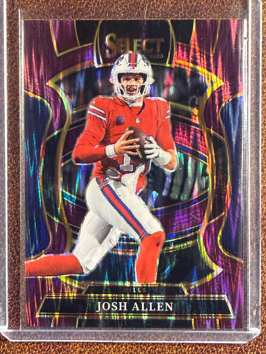 Josh Allen - 2025 Panini Select - PURPLE Prizm Shock /699 - Bills