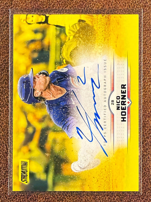 Nico Hoerner - 2025 Topps Stadium Club - Yellow AUTO - Cubs