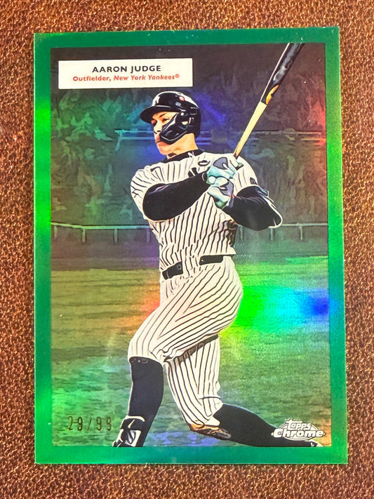 Aaron Judge/Mickey Mantle - 2025 Topps Chrome Platinum - GREEN Double Header /99 - Yankees