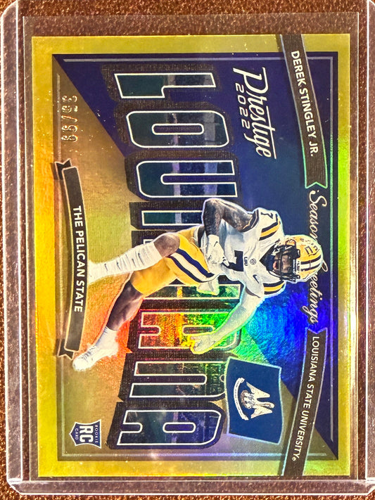Derek Stingley Jr. - 2022 Panini Prestige  - Rookie GOLD Season's Greeting /99 - Texans