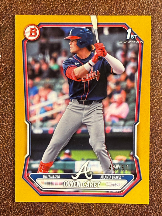 Owen Carey - 2026 Bowman - GOLD 1st Paper /50 - Braves