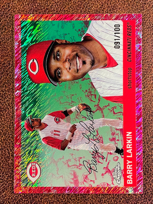 Barry Larkin - 2025 Topps Chrome Platinum - FUCHSIA Shimmer Refractor /100 - Reds