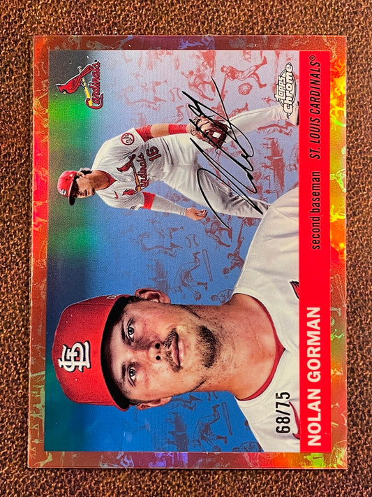 Nolan Gorman - 2025 Topps Chrome Platinum - ROSE GOLD Toile Refractor /75 - Cardinals