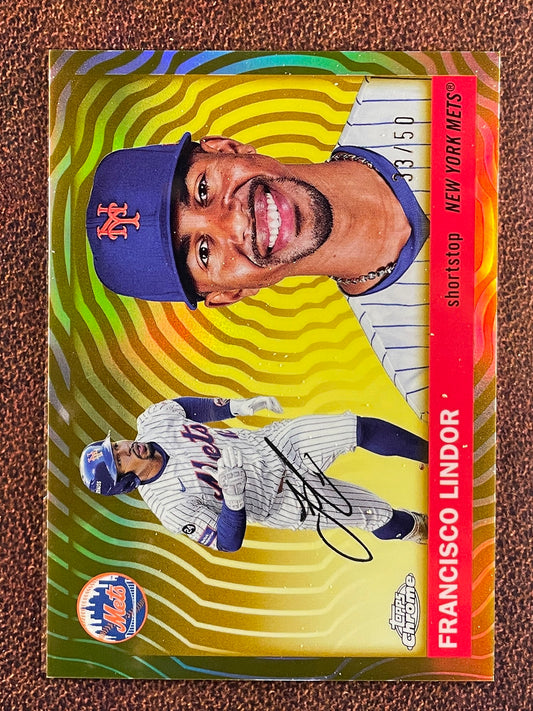 Francisco Lindor - 2025 Topps Chrome Platinum - GOLD Vibrations Refractor /50 - Mets