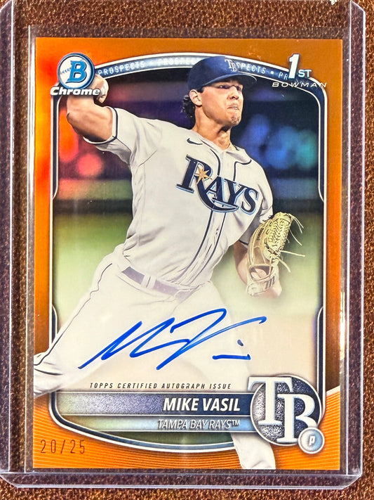 Mike Vasil - 2025 Bowman - Orange Refractor AUTO /25 - Rays