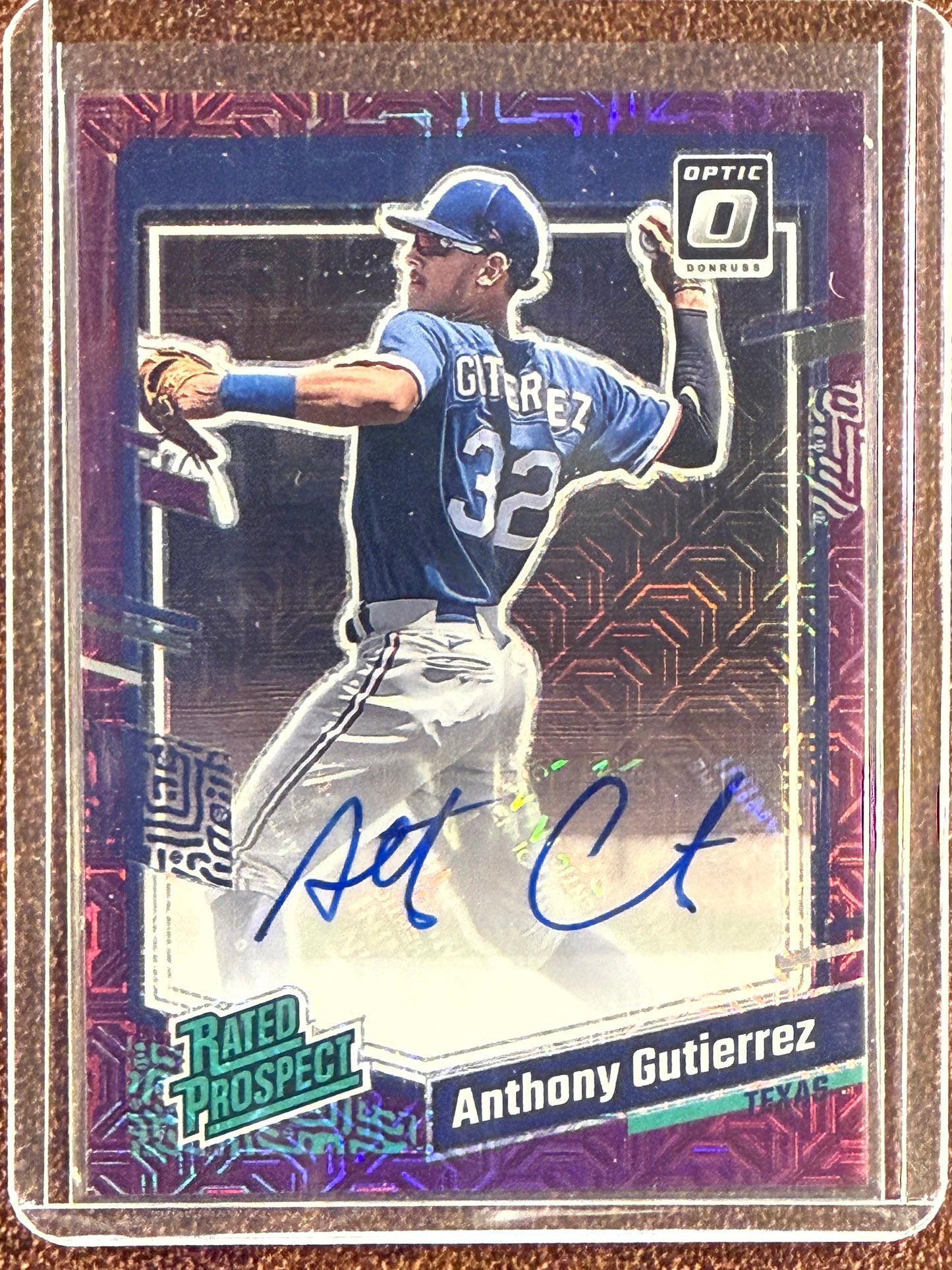 Anthony Gutierrez - 2023 Panini Donruss Optic - PURPLE Rated ProspectMojo  AUTO /5 - Rangers