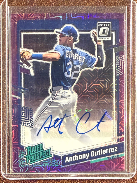 Anthony Gutierrez - 2023 Panini Donruss Optic - PURPLE Rated ProspectMojo  AUTO /5 - Rangers